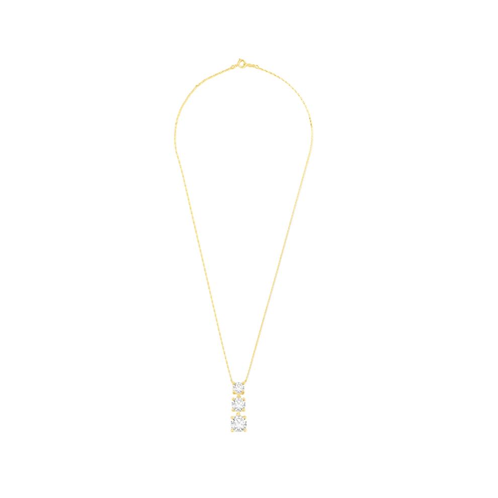 Lab Grown Diamond Three-Stone Drop Pendant in 10K Yellow Gold (1 ct. tw.) – Image 3 of 4