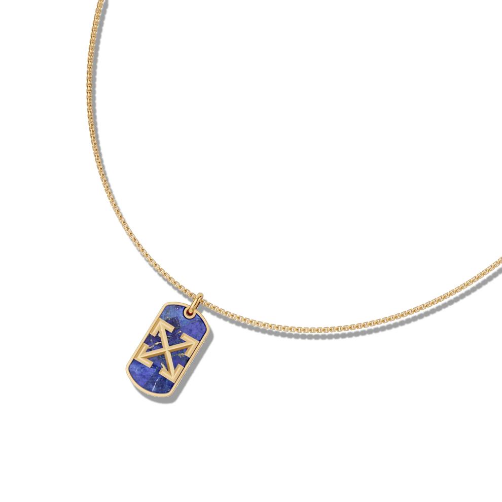 Men's Lapis Arrow Design Dog Tag Pendant Necklace in 18K Gold Vermeil – Image 4 of 4