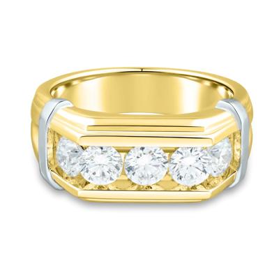 Lab Grown Diamond Men's Five-Stone Ring in 10K White & Yellow Gold (2 ct. tw.)