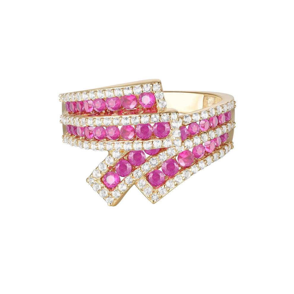 Ruby and Diamond Ribbon Ring in 10K Yellow Gold (1/2 ct. tw.) – Image 1 of 3