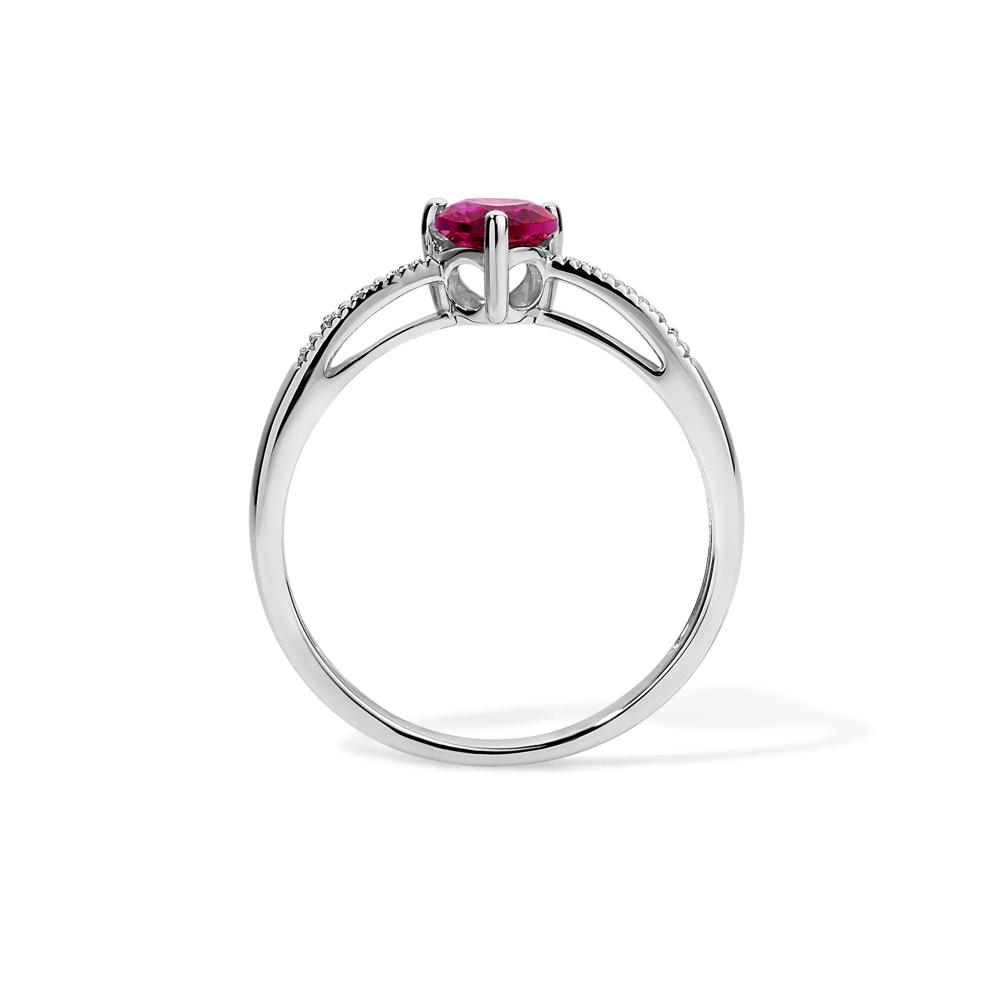 Lab-Created Ruby &amp; Lab-Created White Sapphire Heart Ring in 10K White Gold – Image 2 of 4