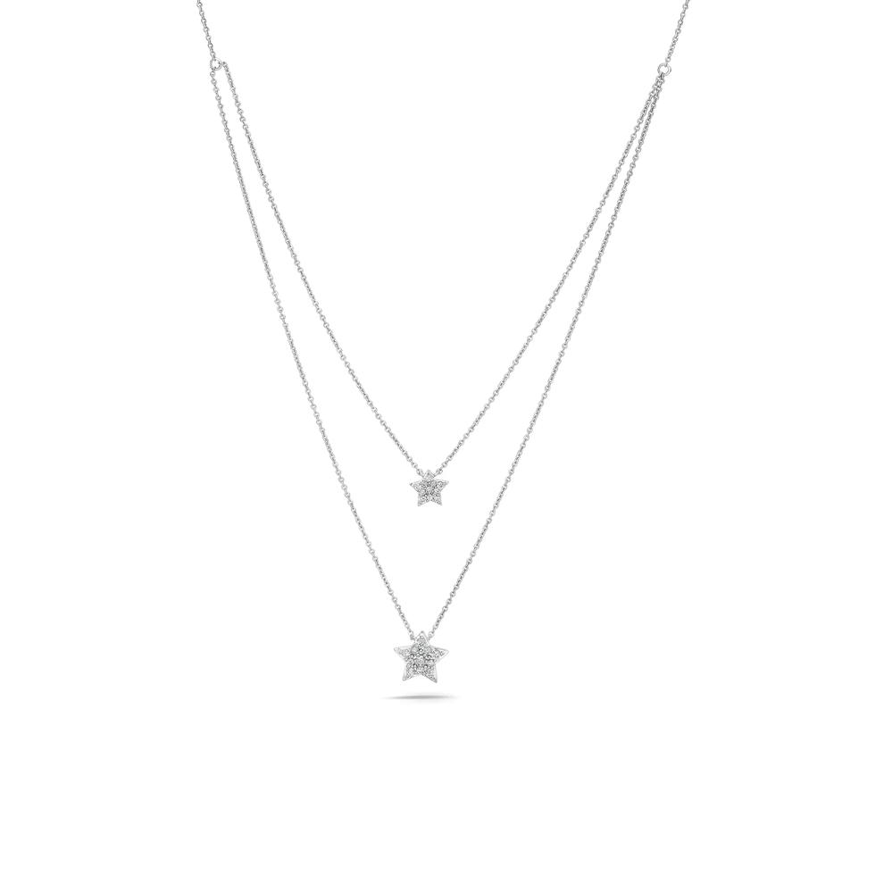 Diamond Double Layer Star Pendant Necklace in Sterling Silver (1/5 ct. tw.) – Image 1 of 4