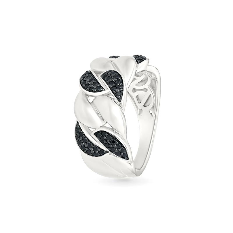 Black Diamond Cuban Link Ring in Sterling Silver &#40;1/3 ct. tw.&#41; – Image 5 of 5