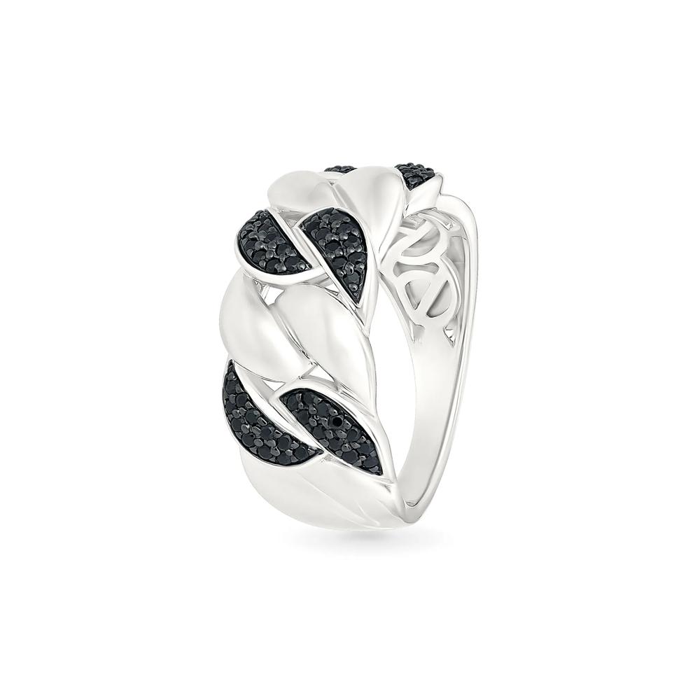 Black Diamond Cuban Link Ring in Sterling Silver (1/3 ct. tw.) – Image 5 of 5