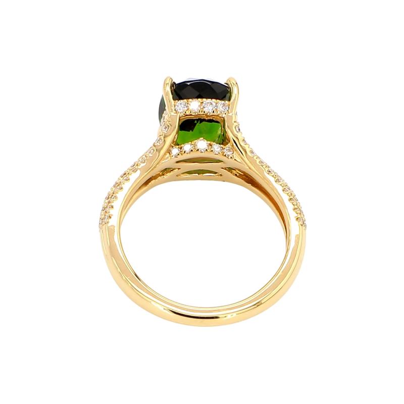 Cushion-Cut Chrome Tourmaline and Diamond Ring in 18K Yellow Gold &#40;5/8 ct. tw.&#41; – Image 2 of 3
