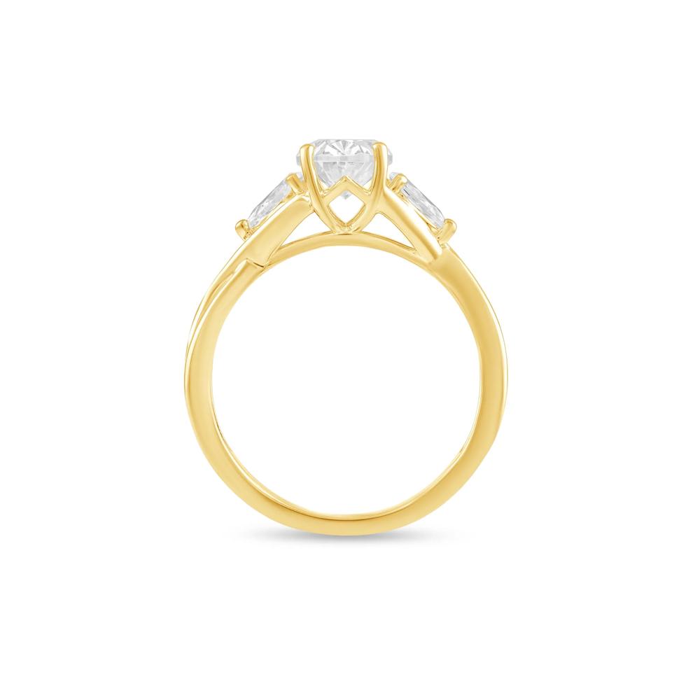 Lab Grown Diamond Oval Center Three-Stone Engagement Ring in 10K Yellow Gold (1 1/2 ct. tw.) – Image 2 of 4
