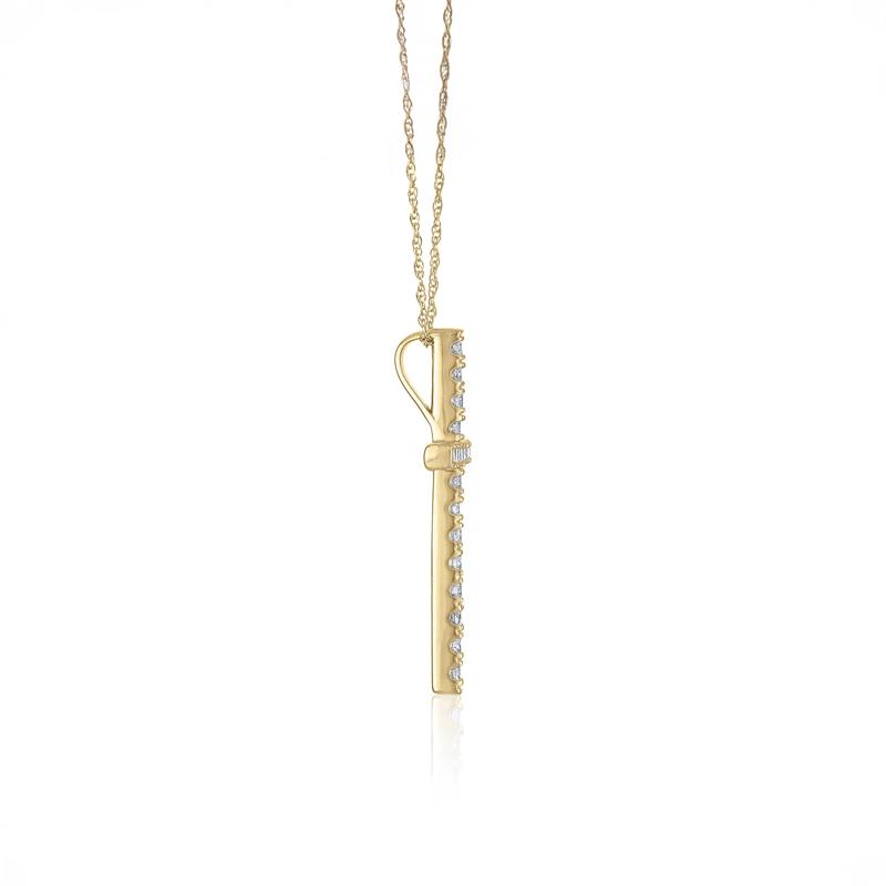 Diamond Cross Pendant in 14K Yellow Gold &#40;1/3 ct. tw.&#41; – Image 2 of 3
