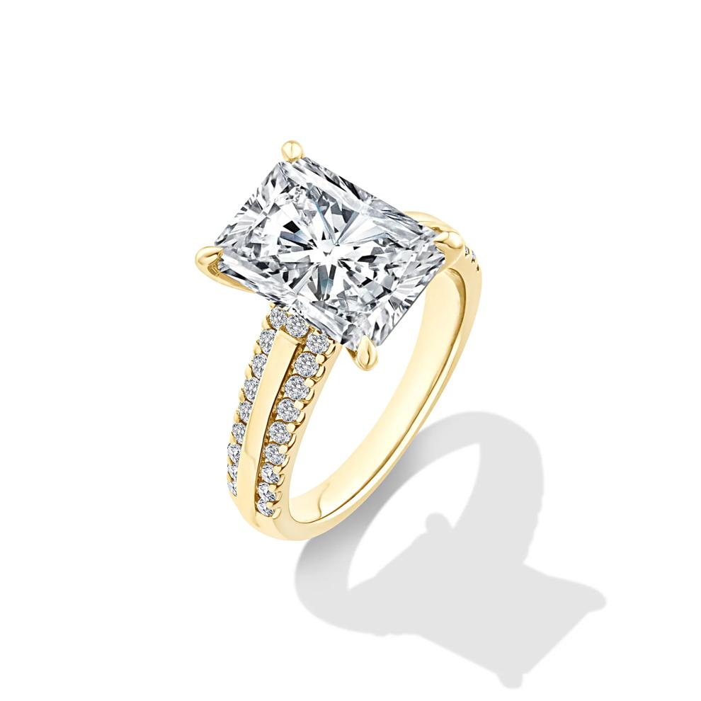 Lab Grown Diamond Radiant Center Engagement Ring in 14K Yellow Gold (5 1/2 ct. tw.) – Image 4 of 4
