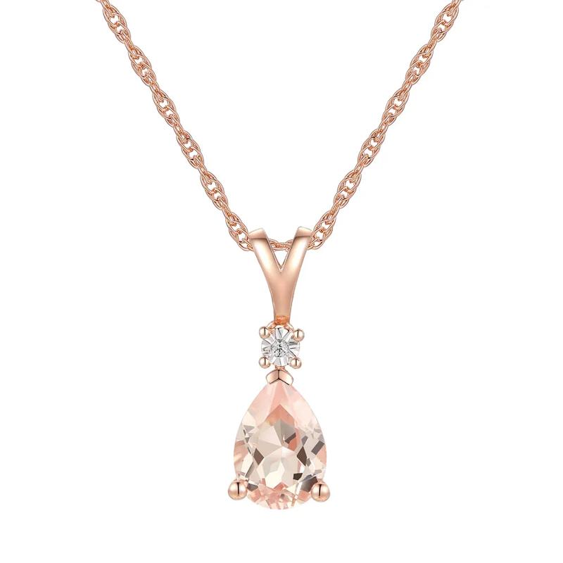Morganite &amp; Diamond Accent Pendant &amp; Earrings Boxed Set in 10K Rose Gold – Image 3 of 5