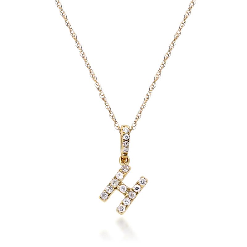 Diamond H Initial Pendant in 10K Yellow Gold (1/10 ct. tw.) – Image 1 of 4