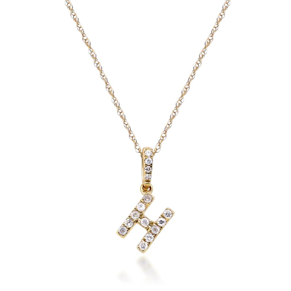 Diamond H Initial Pendant in 10K Yellow Gold (1/10 ct. tw.) – Image 1 of 4
