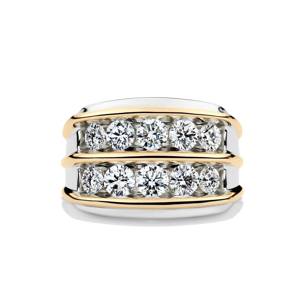 Men's Lab Grown Diamond Double-Row Ring in 14K White and Yellow Gold (3 ct. tw.) – Image 1 of 4