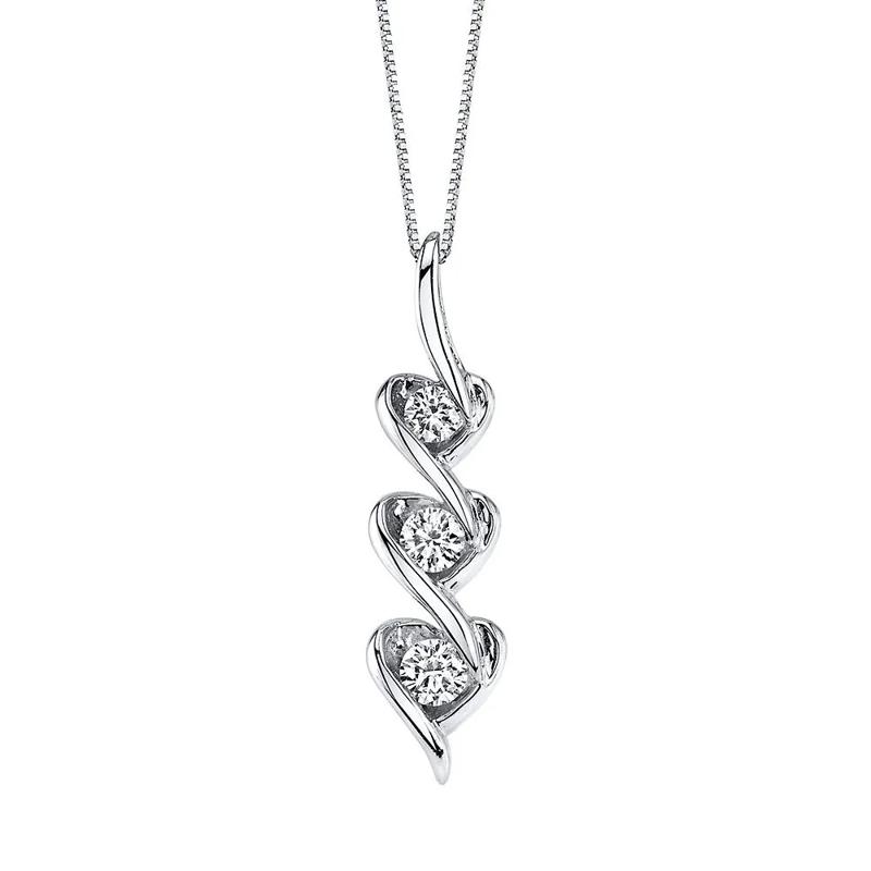 1/3 ct. tw. Diamond Three-Stone Heart Pendant in 14K White Gold – Image 1 of 1