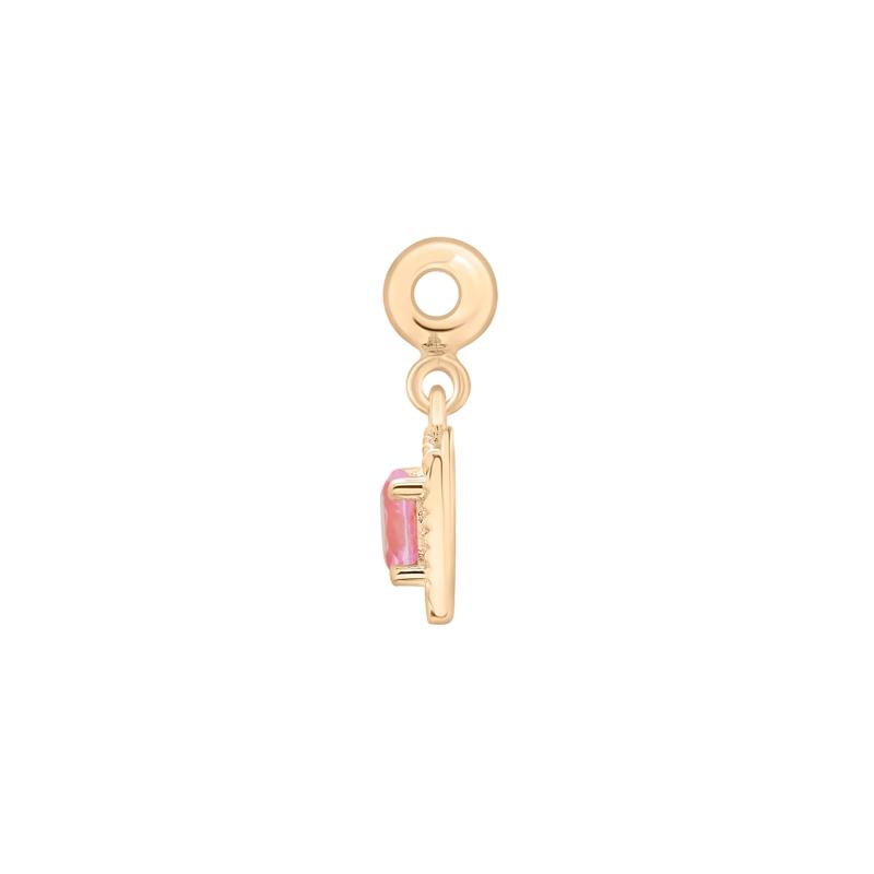 Lab-Created Pink Sapphire Medallion Birthstone Bead Charm in Vermeil – Image 2 of 3