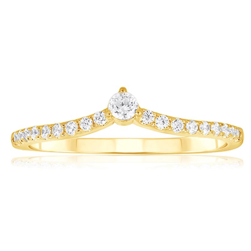 Diamond Contour Band in 10K Yellow Gold (1/5 ct. tw.) – Image 1 of 3