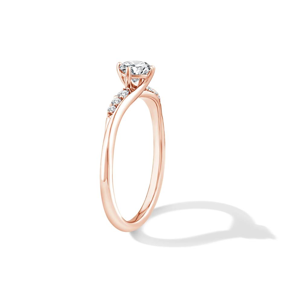 Lab Grown Diamond Round Center Promise Ring in 10K Rose Gold (1/2 ct. tw.) – Image 3 of 4