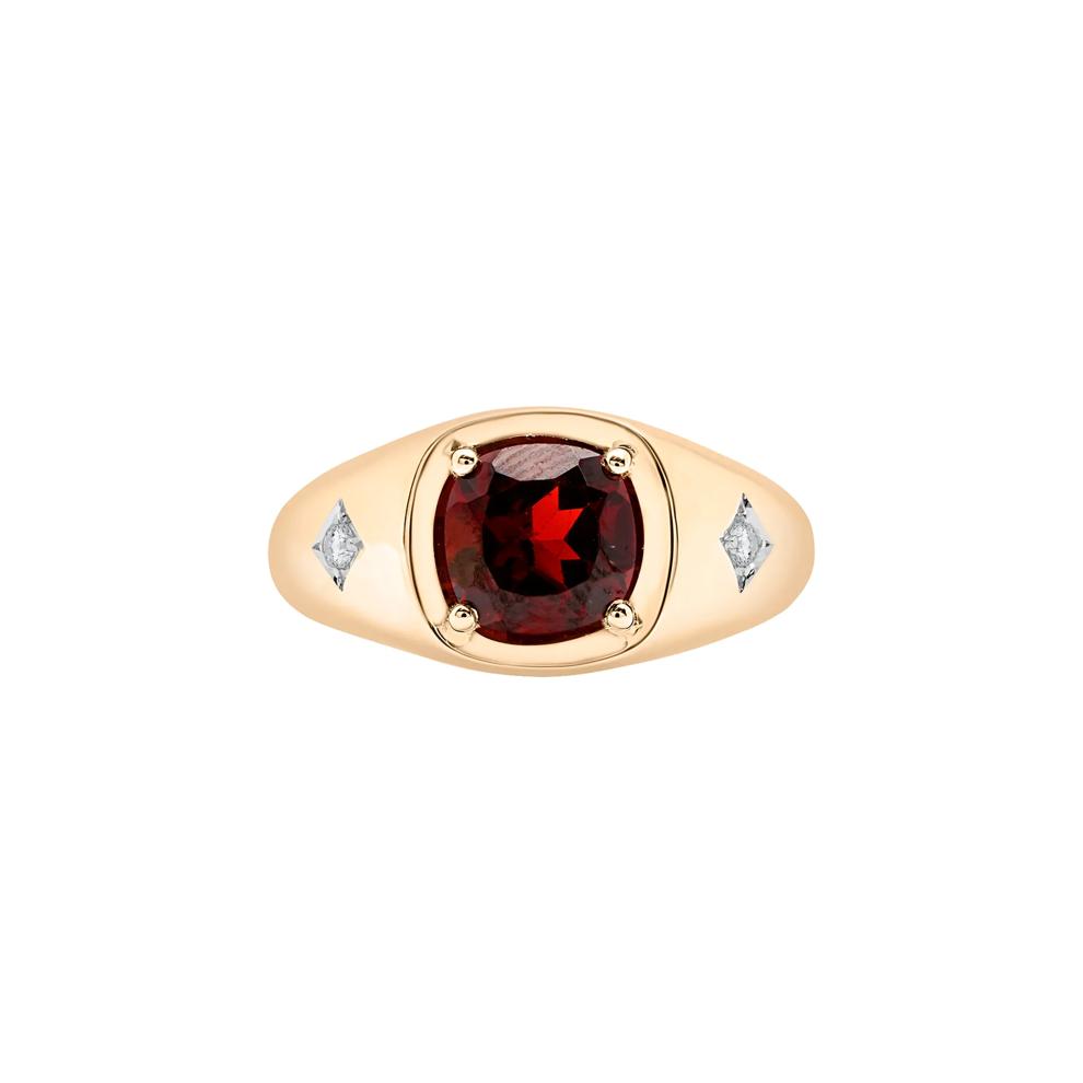 Men's Garnet and Diamond Accent Starburst Ring in 10K Yellow Gold – Image 1 of 5
