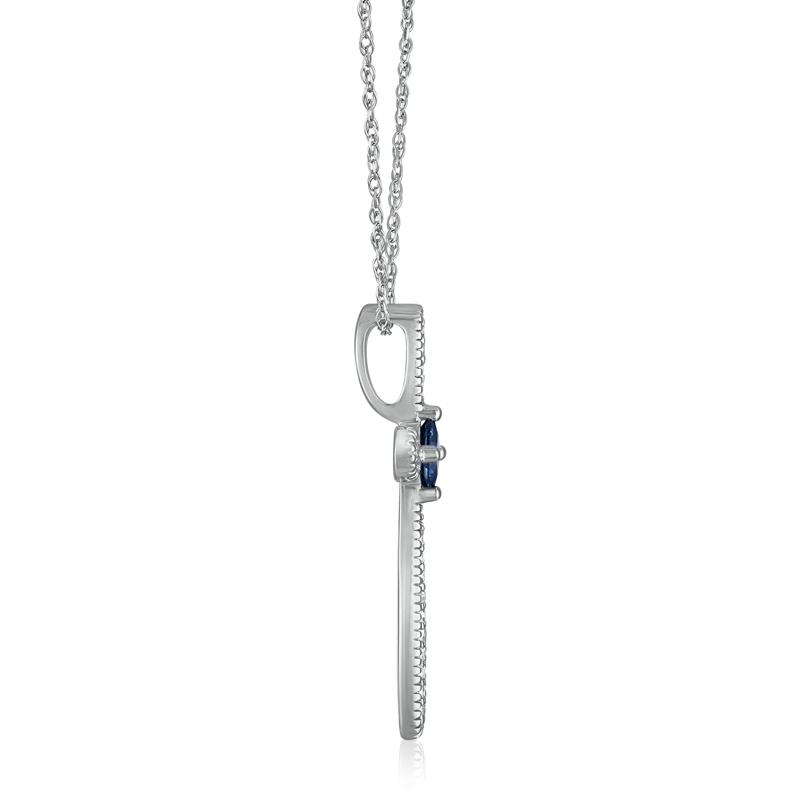 Blue Sapphire Cross Pendant in 14K White Gold &#40;1/10 ct. tw.&#41; – Image 2 of 3