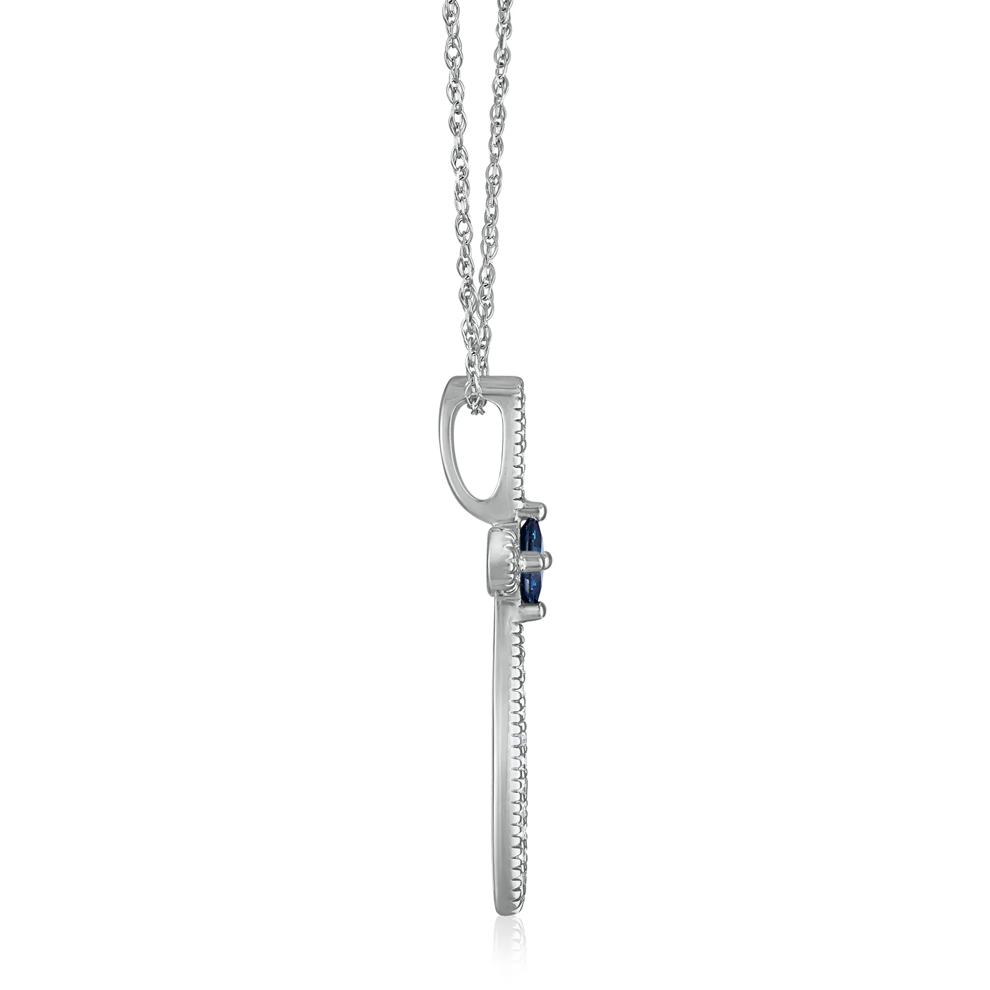 Blue Sapphire Cross Pendant in 14K White Gold (1/10 ct. tw.) – Image 2 of 3