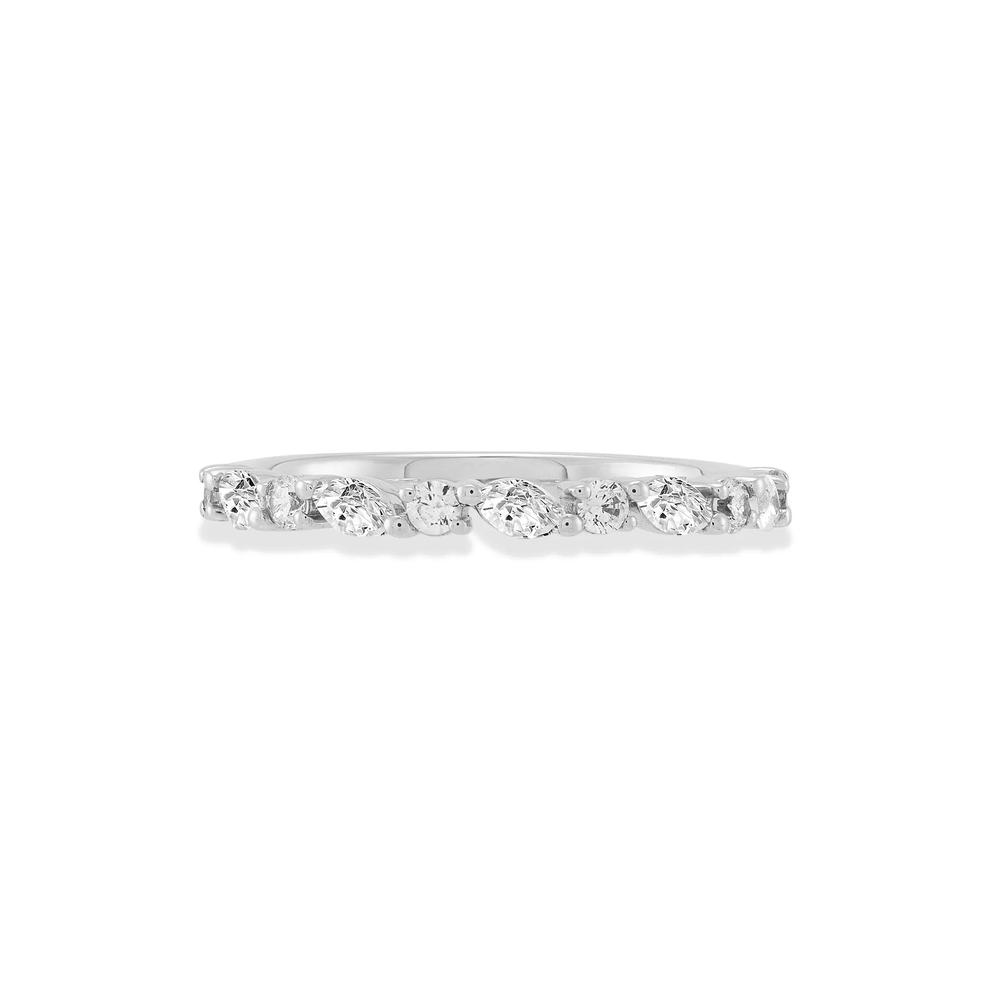 Lab Grown Diamond Slanted Marquise &amp; Round Anniversary Band in 10K White Gold (1/2 ct. tw.) – Image 1 of 4
