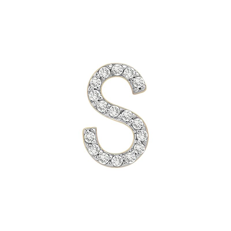 Single-Letter Stud Earring &ldquo;S&rdquo; with Diamond Accents in 10K Yellow Gold – Image 1 of 2