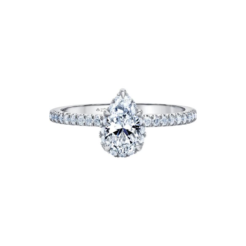 Pear-Shaped Diamond Halo Engagement Ring in 14K White Gold &#40;1 ct. tw.&#41; – Image 1 of 7