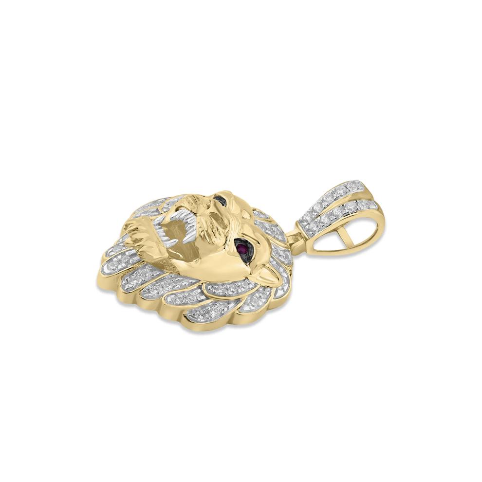 Diamond &amp; Lab-Created Ruby Lion Charm in 10K Yellow Gold (1/2 ct. tw.) – Image 2 of 2