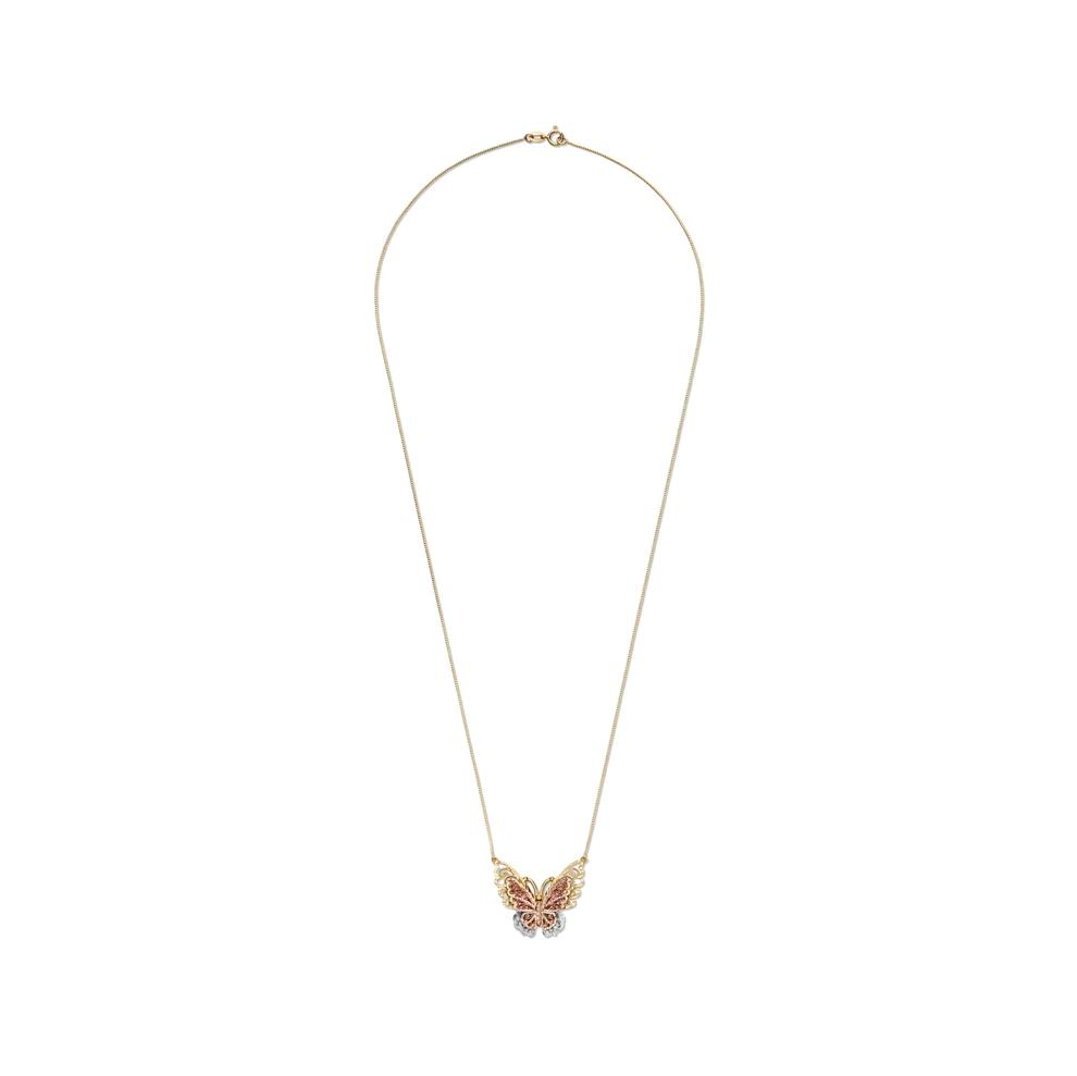 Tricolor Butterfly Necklace in 14K Gold – Image 2 of 4