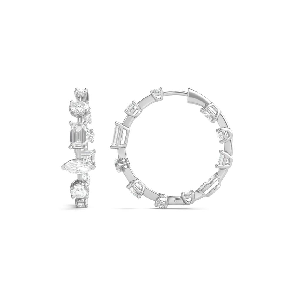 Diamond Inside-Out Hoop Earrings in 18K White Gold (3 3/4 ct. tw.) – Image 1 of 1