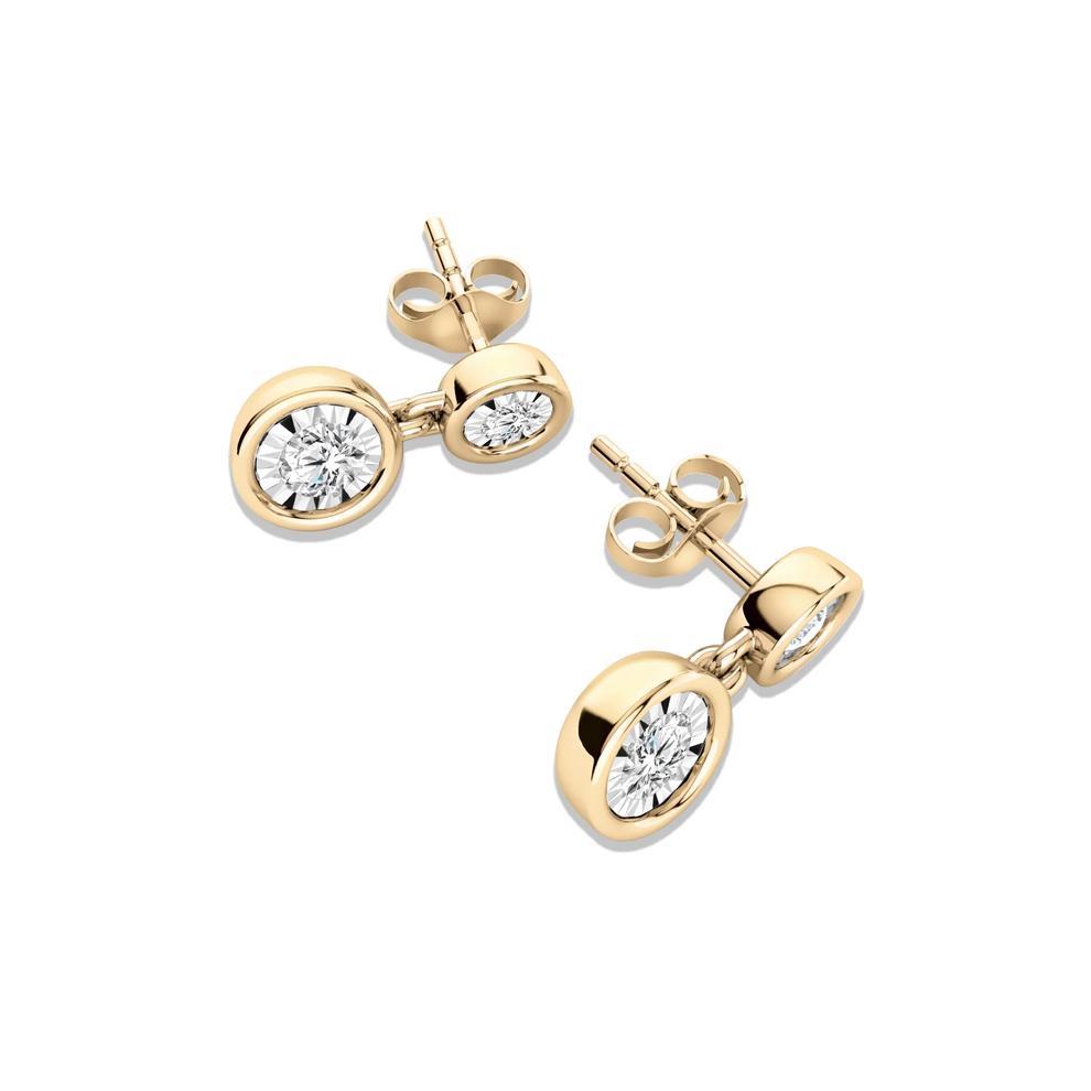 Diamond Round Drop Earrings in 10K Yellow Gold (1/3 ct. tw.) – Image 2 of 2
