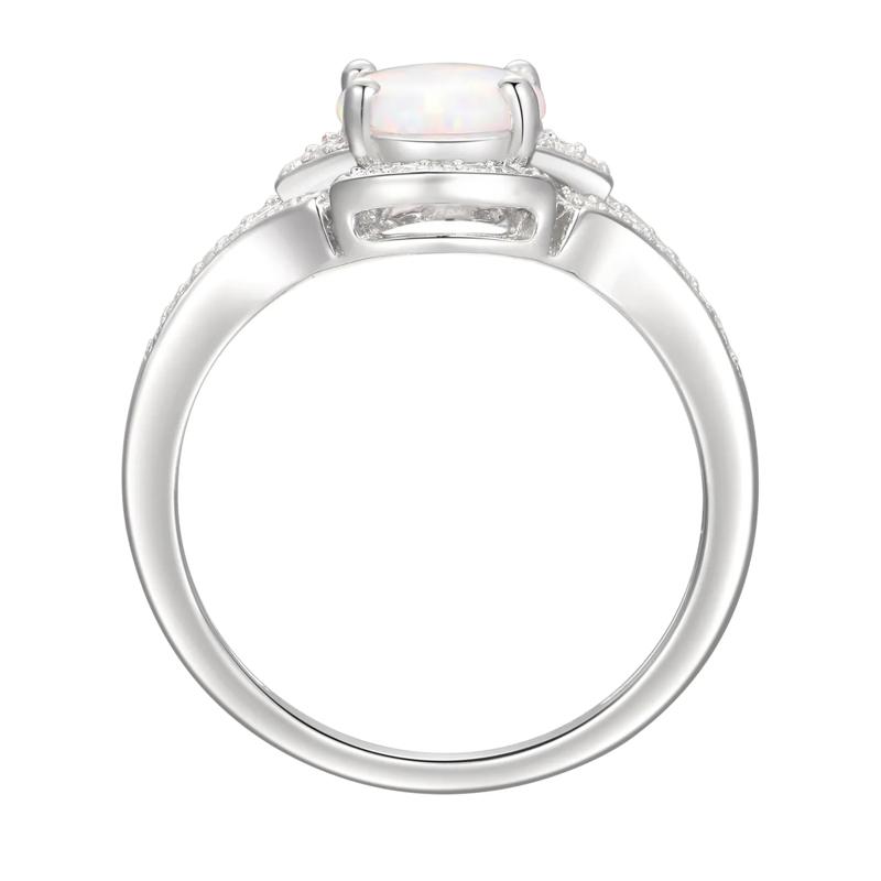 Oval Opal &amp; Lab Created White Sapphire Earring, Pendant &amp; Ring Set in Sterling Silver – Image 7 of 9