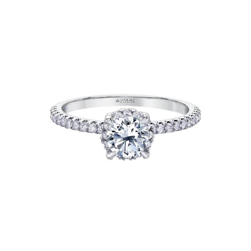 Round-shaped Halo Engagement Ring in 14K White Gold &#40;1 ct. tw.&#41; – Image 1 of 7