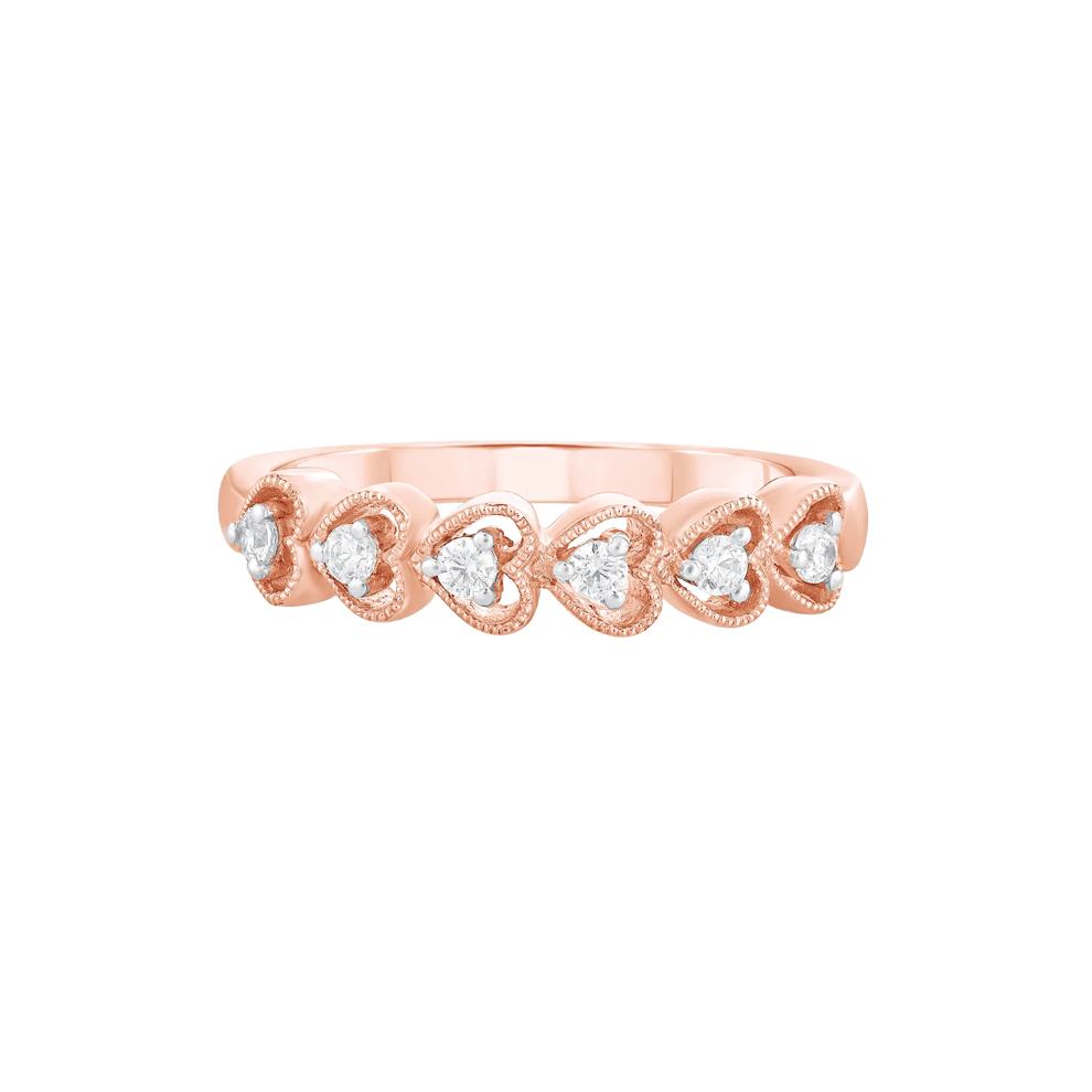 Diamond Heart Ring in 10K Rose Gold (1/10 ct. tw.) – Image 1 of 3
