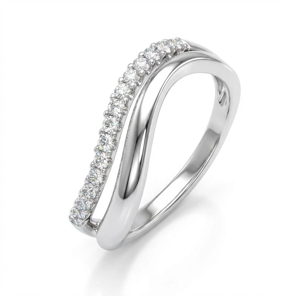 Diamond Wave Ring in Sterling Silver (1/4 ct. tw.) – Image 4 of 4
