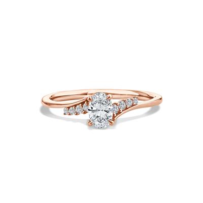 Lab Grown Diamond Oval Center Promise Ring in 10K Rose Gold (1/2 ct. tw.)