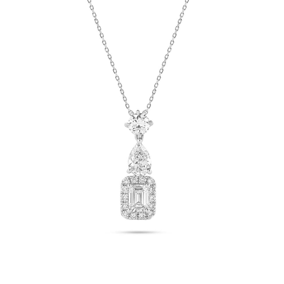 Lab Grown Diamond Drop Pendant Necklace in 14K White Gold (1 1/2 ct. tw.) – Image 1 of 4