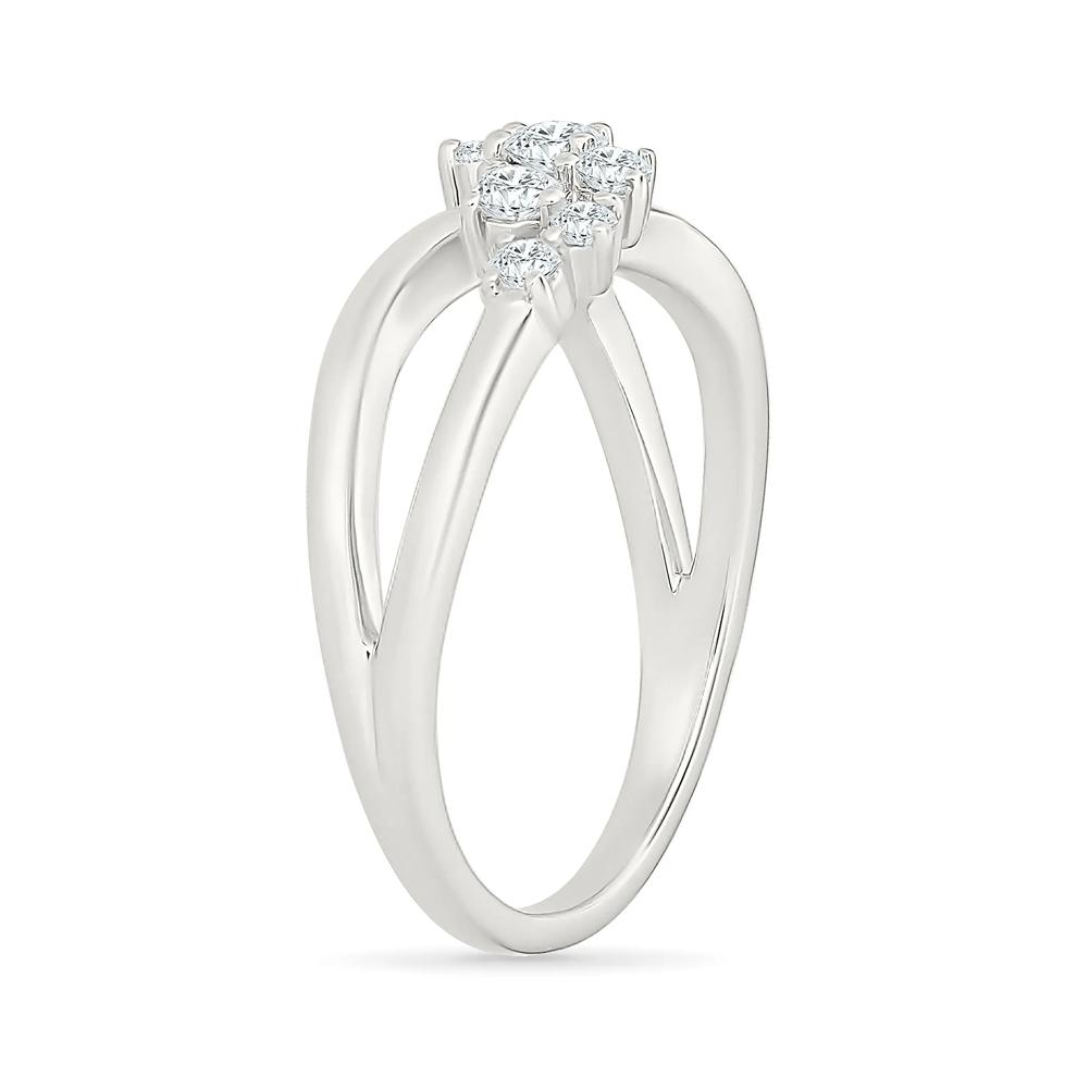 Diamond Crossover Ring in Sterling Silver (3/8 ct. tw.) – Image 4 of 5