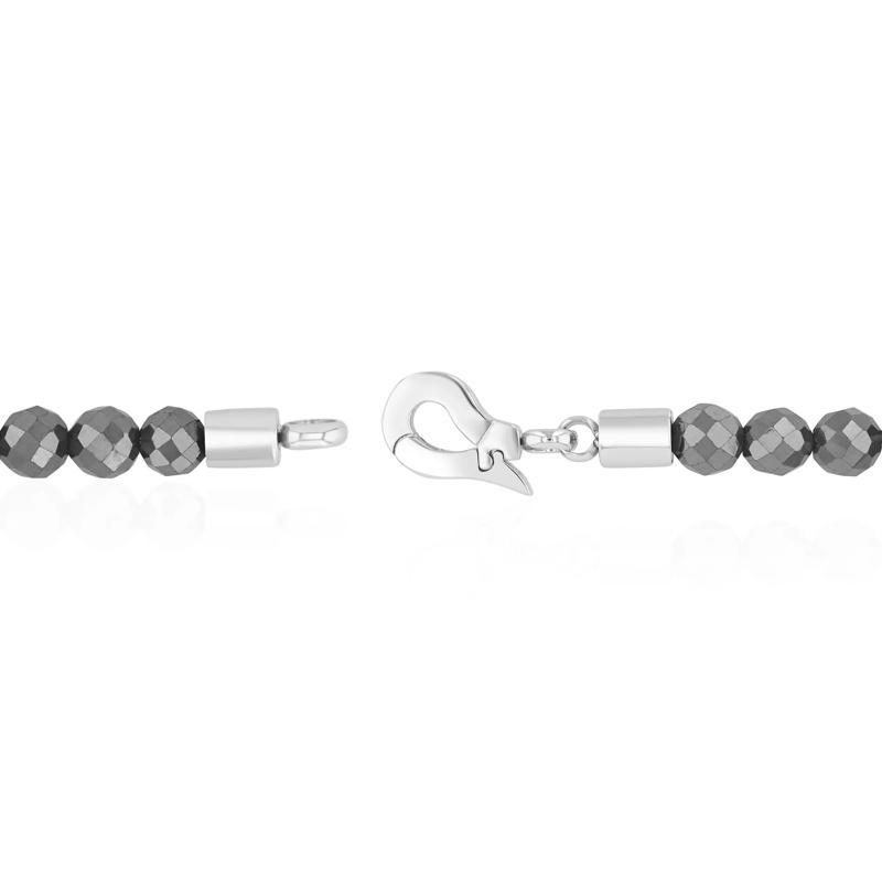 Men&#39;s Hematite Bead Bracelet in Stainless Steel, 8.5&quot; – Image 2 of 3