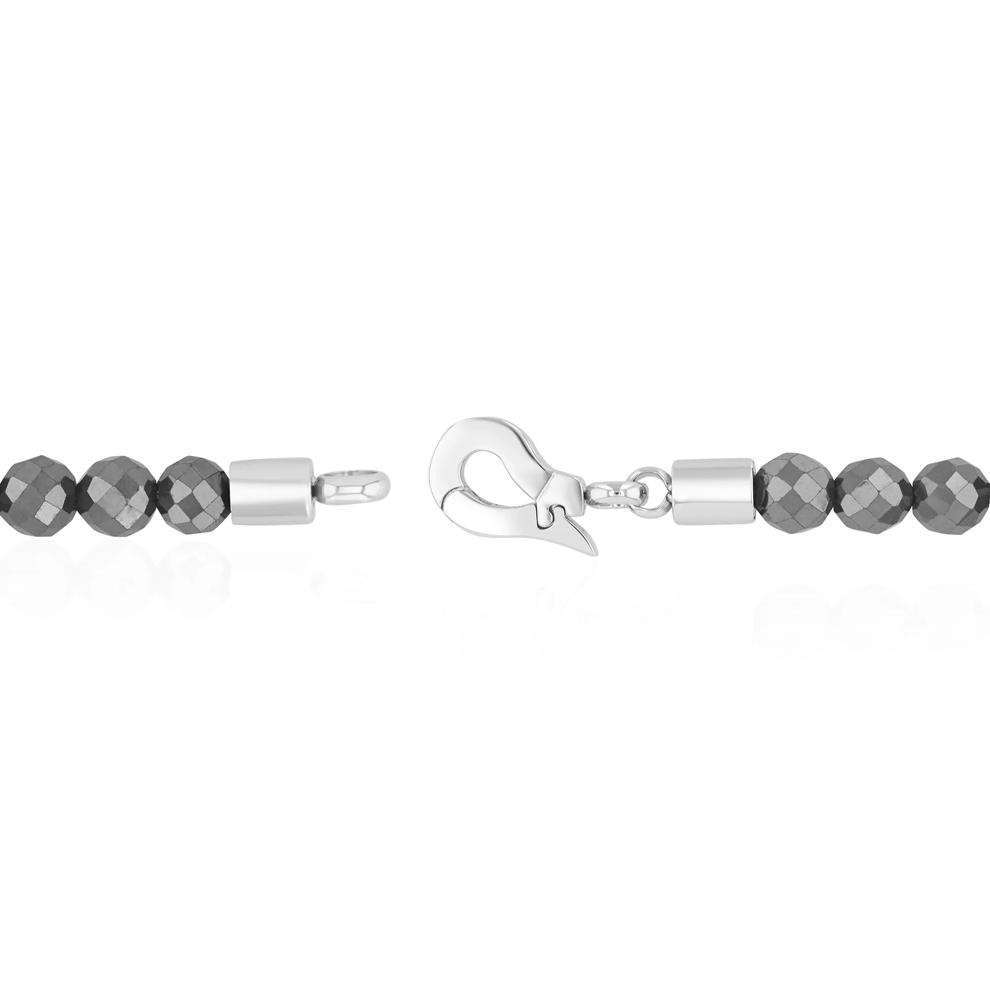 Men's Hematite Bead Bracelet in Stainless Steel, 8.5" – Image 2 of 3
