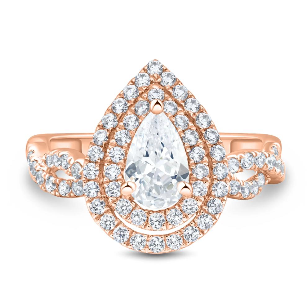 Lab Grown Diamond Pear-Shaped Halo Engagement Ring in 14K Rose Gold (1 1/2 ct. tw.) – Image 1 of 3