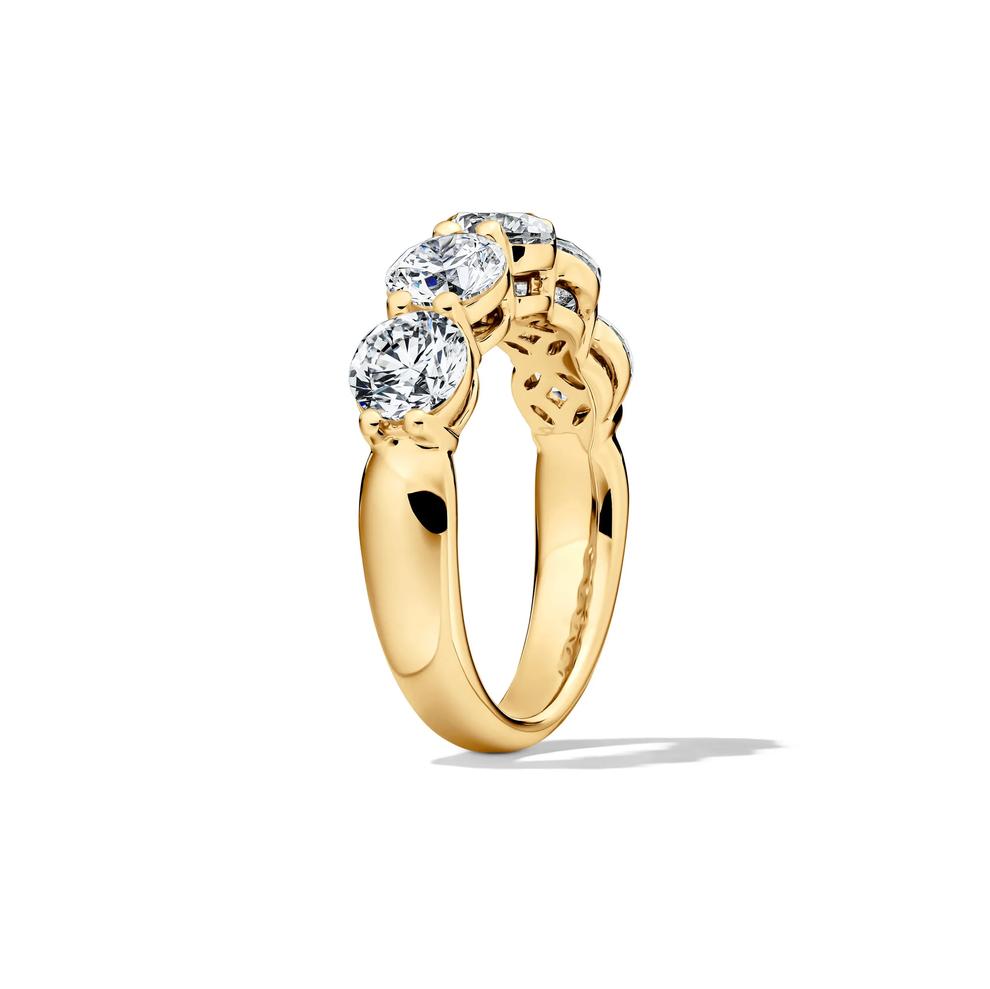Lab Grown Diamond Five-Stone Round Anniversary Band in 14K Yellow Gold (3 ct. tw.) – Image 3 of 4