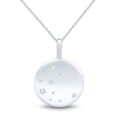 Lab-Created White Sapphire Cosmic Disc Pendant in Sterling Silver