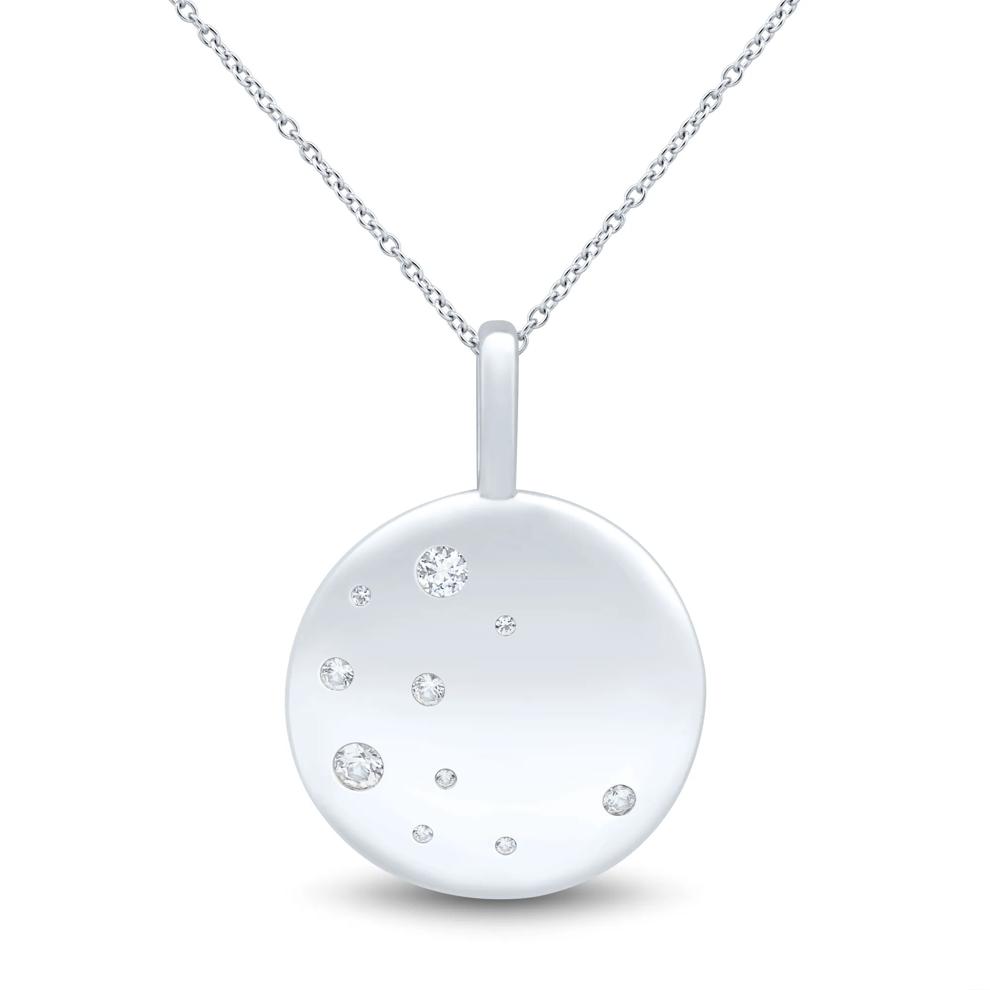 Lab-Created White Sapphire Cosmic Disc Pendant in Sterling Silver – Image 1 of 3