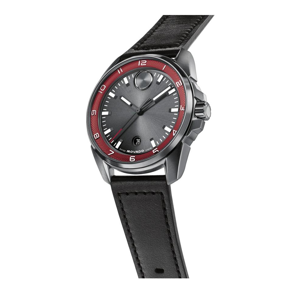 Men's Verso S Watch in Black Leather and Gunmetal Ion-Plated Stainless Steel – Image 2 of 3