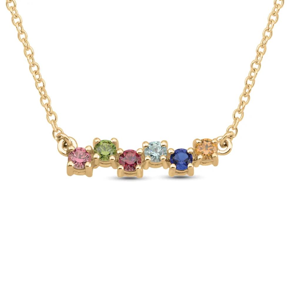 Custom Gemstone Bar Necklace Staggered Stones 10K Yellow Gold