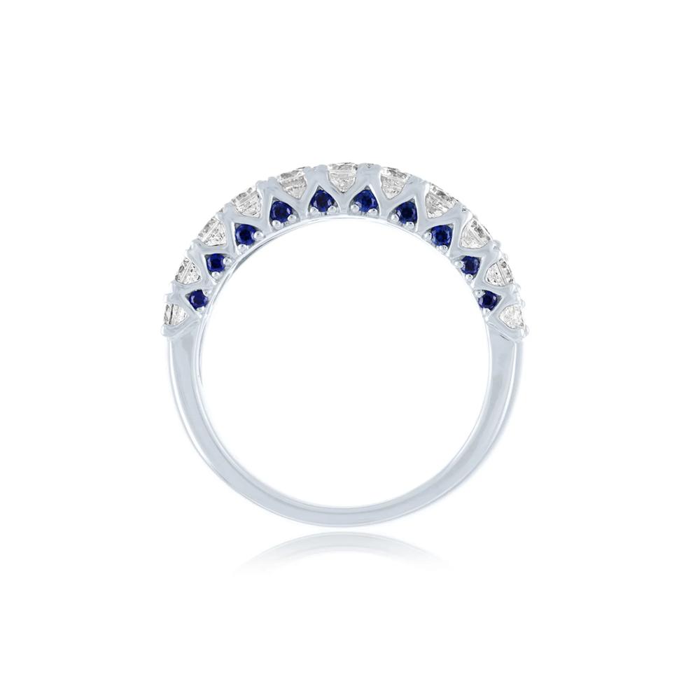 Limited Edition Diamond &amp; Blue Sapphire Anniversary Band in 14K White Gold (1 7/8 ct. tw.) – Image 2 of 3