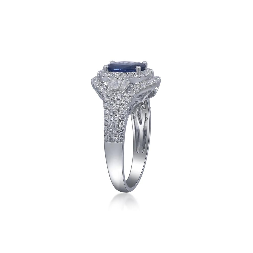 Blue Sapphire and Diamond Ring in 14K White Gold (5/8 t. tw.) – Image 3 of 5