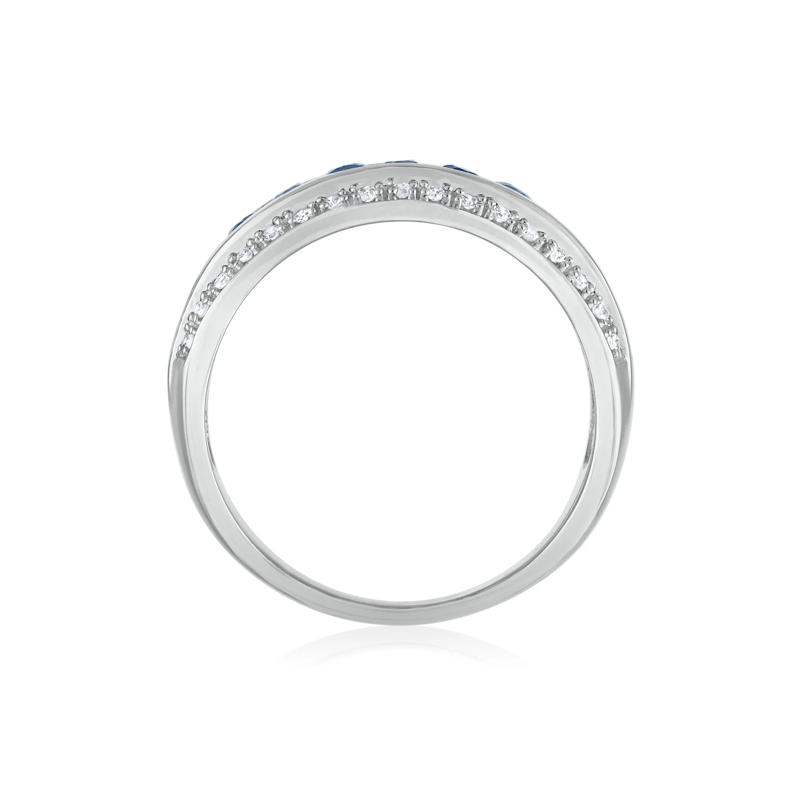 Blue Sapphire and Diamond Band in 10K White Gold (1/7 ct. tw.) – Image 2 of 3