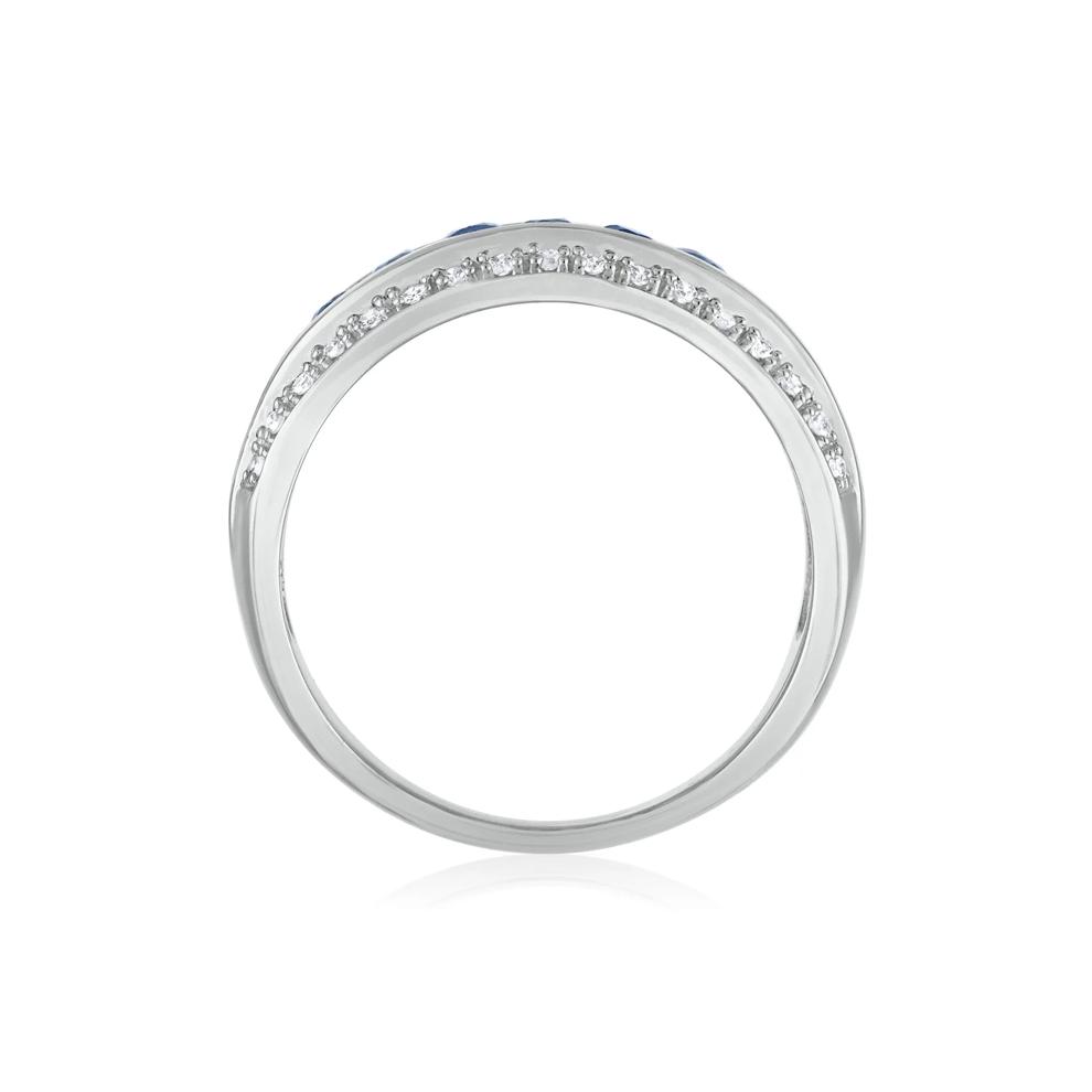 Blue Sapphire and Diamond Band in 10K White Gold (1/7 ct. tw.) – Image 2 of 3