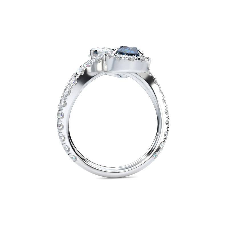 Lab Grown Diamond Fancy Blue &amp; White Pear-Shaped Engagement Ring in Platinum  &#40;2 1/2 ct. tw.&#41; – Image 2 of 5